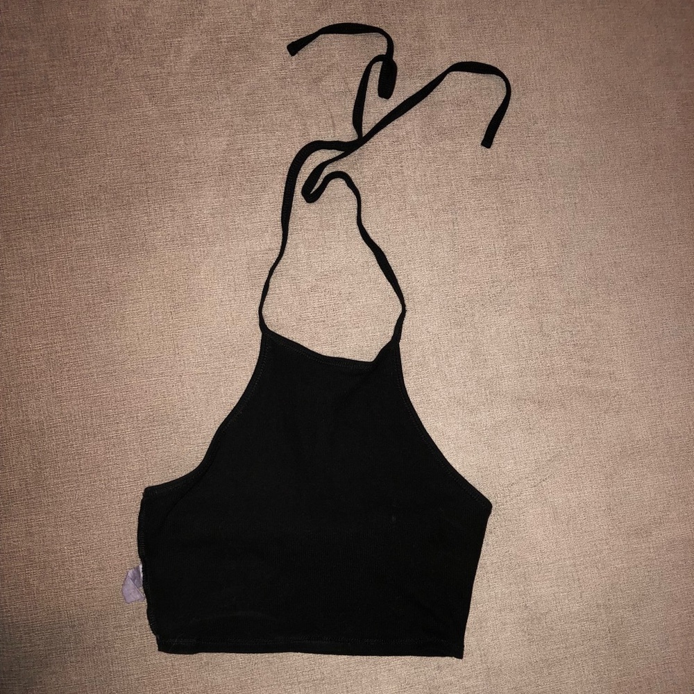 Black halter crop top